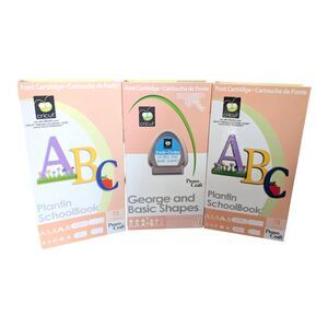 3X CRICUT Font Cartridges 2 ABC Plantin Schoolbook & 1 George & Basic Shapes